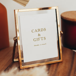 Affiche Panneau de cartes et de cadeaux dorés minimalistes
