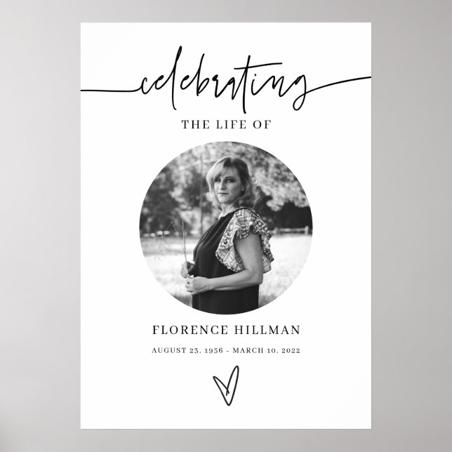 Affiche Panneau de célébration de vie de deuil minimal (Devant)