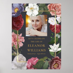 Affiche Panneau de célébration de vie photo floral Roses