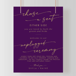Affiche Panneau de cérémonie Boho Gold et Purple Seat Unpl