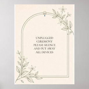 Affiche Panneau de cérémonie de mariage botanique d'olive