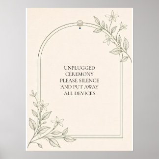 Affiche Panneau de cérémonie de mariage botanique d'olive 
