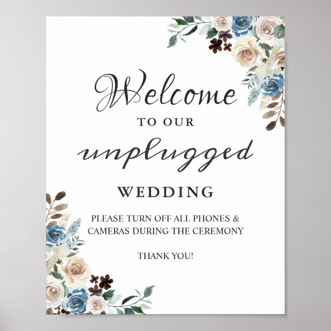 Affiche Panneau de cérémonie de mariage débranché Boho Flo (Devant)