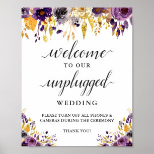 Affiche Panneau de cérémonie de mariage débranché floral p