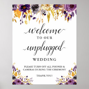 Affiche Panneau de cérémonie de mariage débranché floral p
