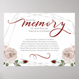 Affiche Panneau de cérémonie de mariage en souvenir en mém
