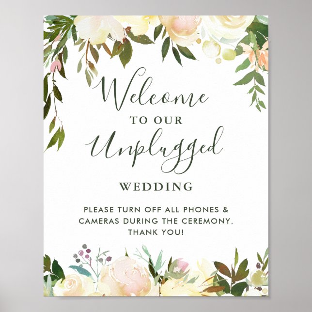 Affiche Panneau de cérémonie de mariage floral verdure non (Devant)