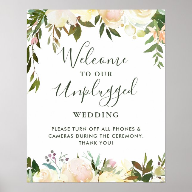 Affiche Panneau de cérémonie de mariage floral verdure non (Devant)