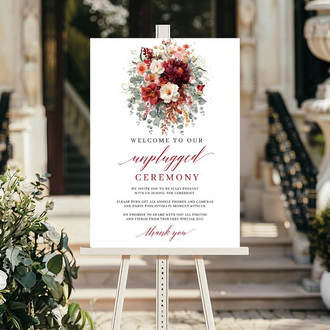 Affiche Panneau de cérémonie débranché en terracotta moder (Modern Terracotta Boho Unplugged Ceremony Sign Design

)