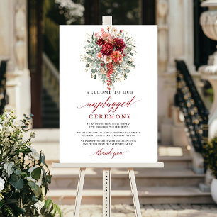 Affiche Panneau de cérémonie élégant Burgundy chic Eucalyp