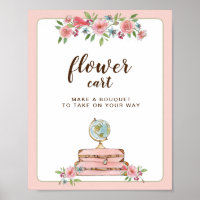 Panneau de chariot de fleurs Signe de mariage de v