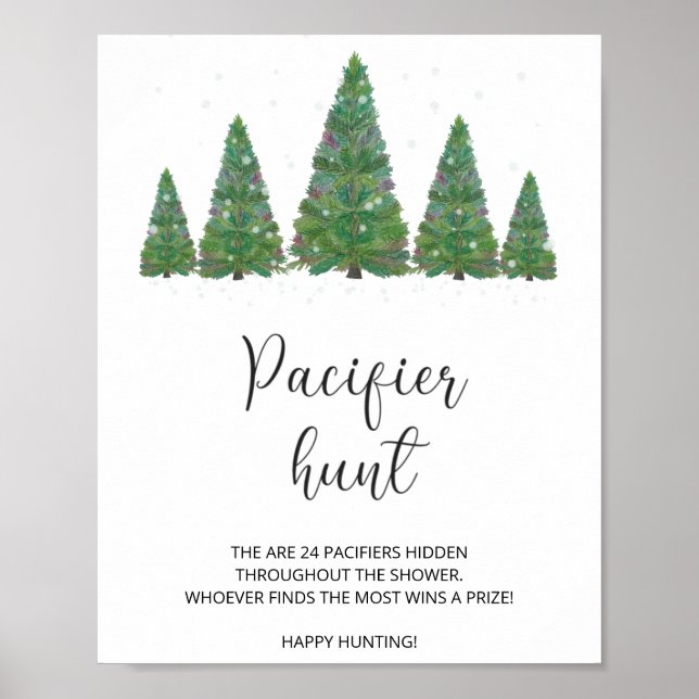 Affiche Panneau de chasse à la tétine d'hiver. Jeu Trouver (Devant)