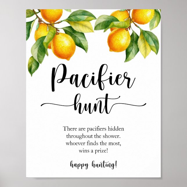 Affiche Panneau de chasse au Baby shower de citron (Devant)