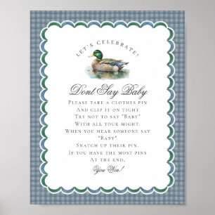 Affiche Panneau de chasse de canard colvert Gingham N' dit
