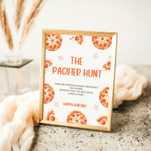 Affiche Panneau de chasse Pizza Baby shower Pacifier