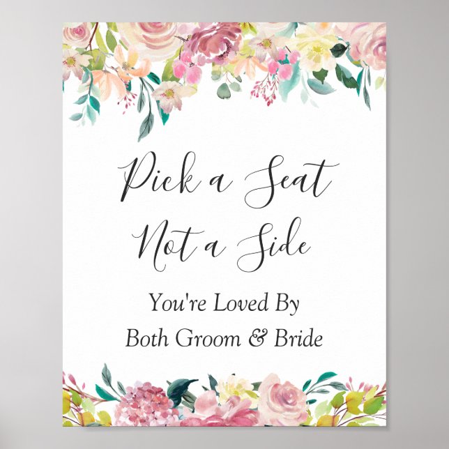 Affiche Panneau de choix de siège de cérémonie de mariage  (Devant)