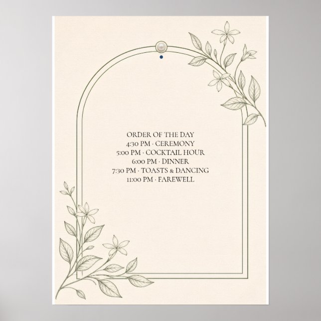 Affiche Panneau de chronologie de mariage botanique à l'ol (Devant)