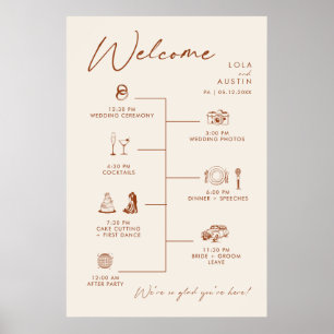 Affiche Panneau de chronologie de mariage simple désert na