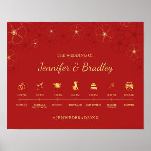 Affiche Panneau de chronologie Mariage de fleurs de cerisi