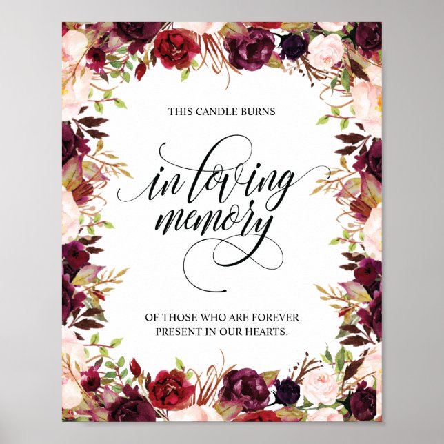 Affiche Panneau de cierge commémoratif en mémoire affectue (Devant)