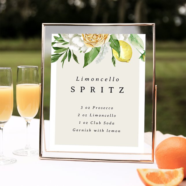 Affiche Panneau de cocktail imprimable Limoncello Spritz R (Créateur téléchargé)