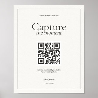 Affiche Panneau de code QR de mariage minimal, scannez pou