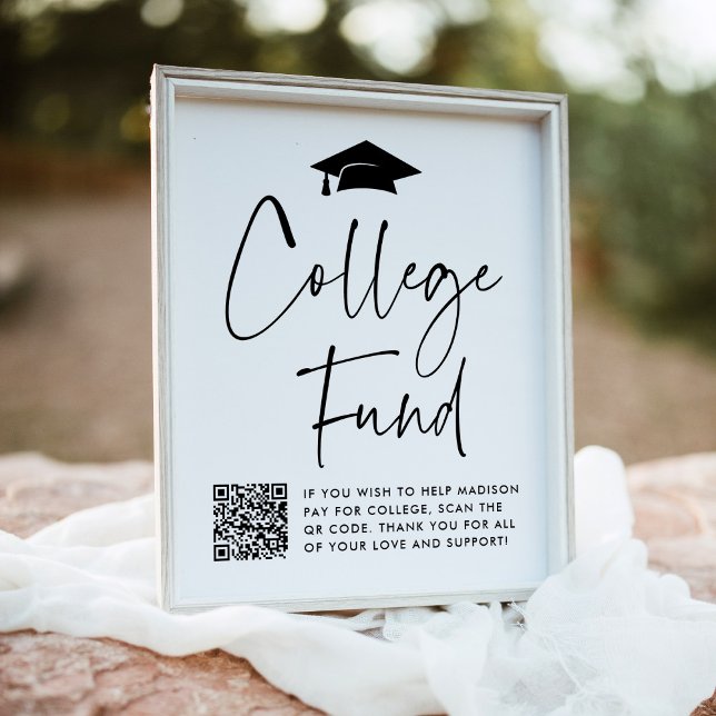 Affiche Panneau de code QR de remise de diplôme du fonds u (Créateur téléchargé)