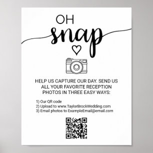 Affiche Panneau de code QR Oh Snap calligraphie noire simp