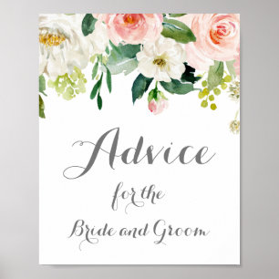 Affiche Panneau de conseil Mariage rose et blanc