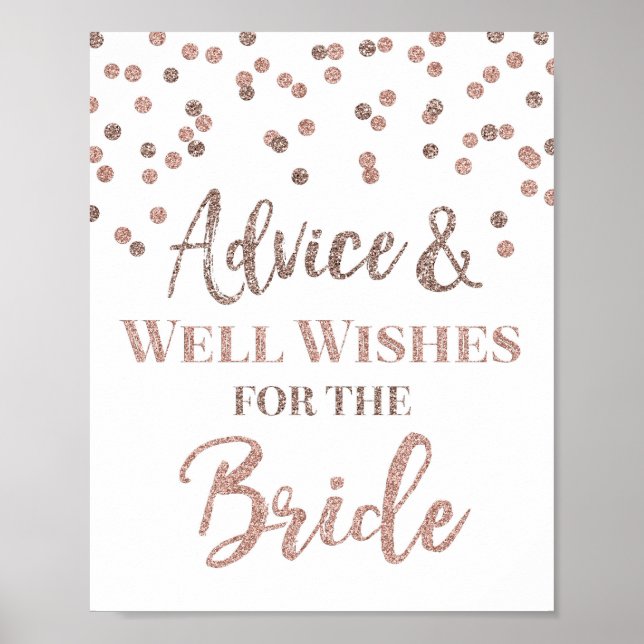 Affiche Panneau de conseils de confettis en or rose pour l (Devant)