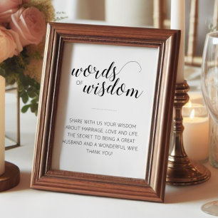 Affiche Panneau de conseils de mariage avec des mots éléga