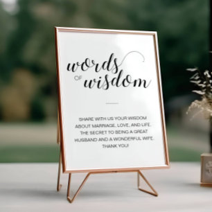 Affiche Panneau de conseils de mariage Mots de sagesse
