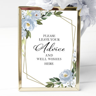 Affiche Panneau de conseils et vœux en bleu poussiéreux de