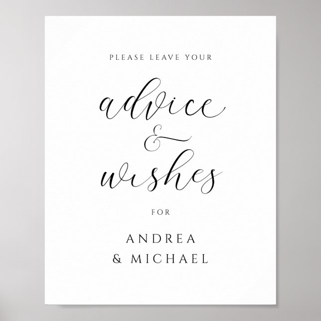 Affiche Panneau de conseils pour des vœux de mariage éléga (Devant)