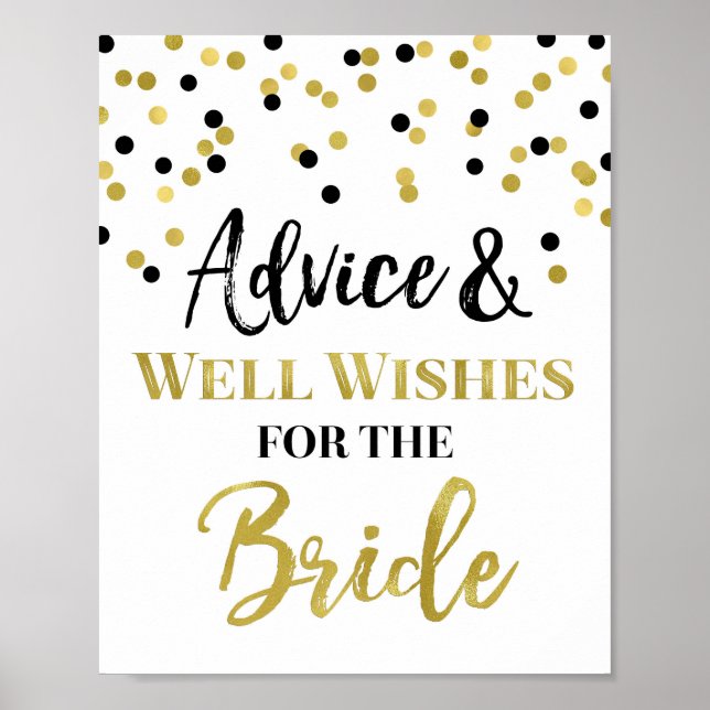 Affiche Panneau de conseils pour la mariée en confettis no (Devant)