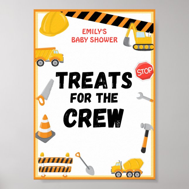 Affiche Panneau de construction, Anniversaire, Baby shower (Devant)