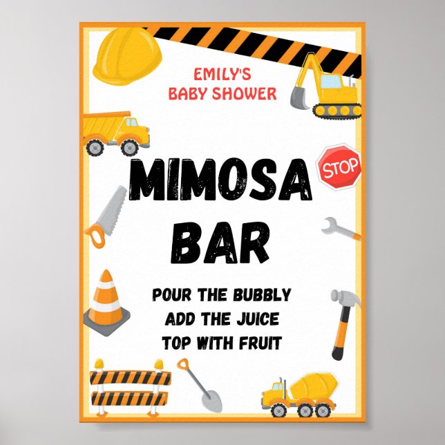 Affiche Panneau de construction, Anniversaire, Baby shower (Devant)