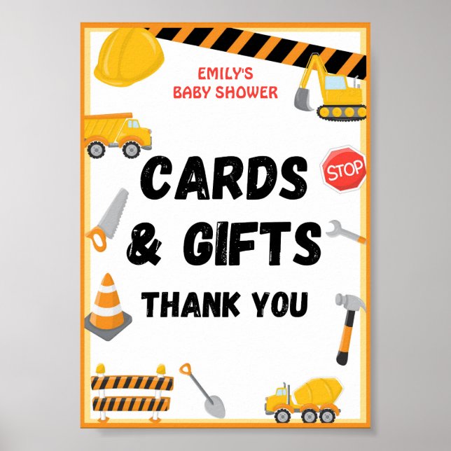 Affiche Panneau de construction, Anniversaire, Baby shower (Devant)