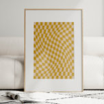 Affiche Panneau de contrôle Abstrait rétro jaune moutarde<br><div class="desc">Apportez une audacieuse ambiance rétro à votre espace avec ce motif en damier ondulé accrocheur en jaune moutarde et crème. Disponible en tant qu'art mural imprimé et imprimable, ce design mêle l'énergie psychédélique des années 60 à une torsion moderne, créant une illusion d'optique captivante qui ajoute mouvement et profondeur à...</div>
