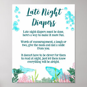 Affiche Panneau de couche de nuit baby shower