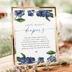 Affiche Panneau de couche de nuit pour Baby Shower Berry S