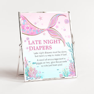 Affiche Panneau de Couches de Nuit pour Baby Shower Sirène