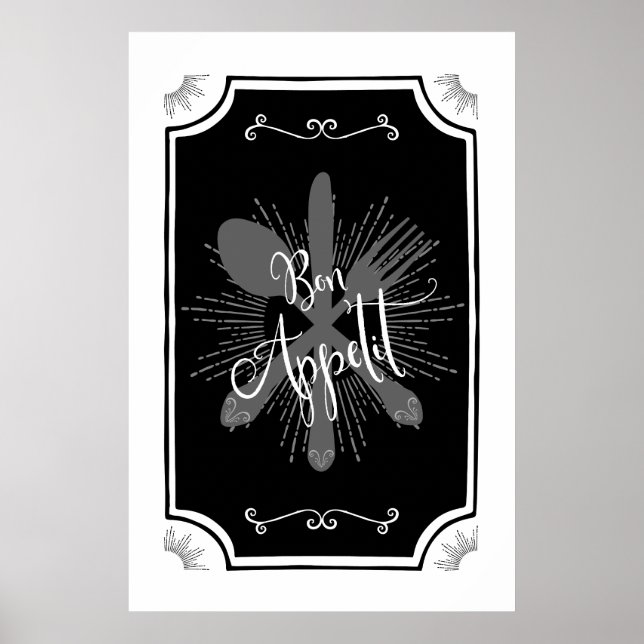 Affiche Panneau de cuisine antique - Bon Appetit (Devant)