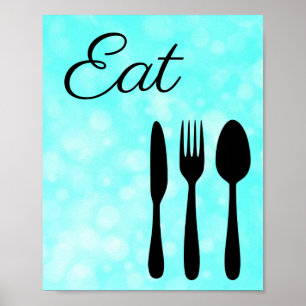 Affiche Panneau de cuisine Turquoise et noir