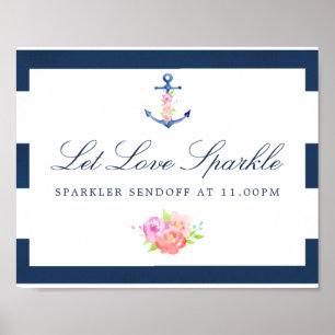 Affiche Panneau de départ avec étincelles pour mariage flo