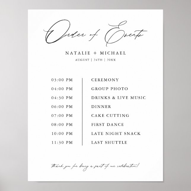 Affiche Panneau de déroulement de cérémonie de mariage à é (Devant)