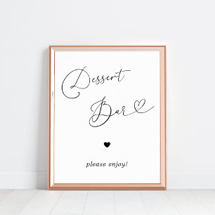 Affiche Panneau de dessert Coeur Bar Mariage noir blanc