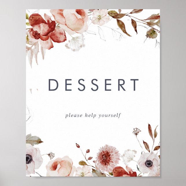 Affiche Panneau de dessert floral simple (Devant)