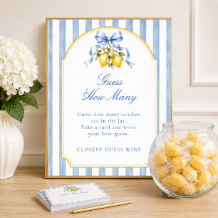 Affiche Panneau de devinette Baby Shower Amalfi Blue Lemon
