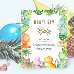 Affiche Panneau de dinosaure N' dites pas Bébé